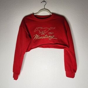 F21 x Ford Red Mustang Crop Sweatshirt S